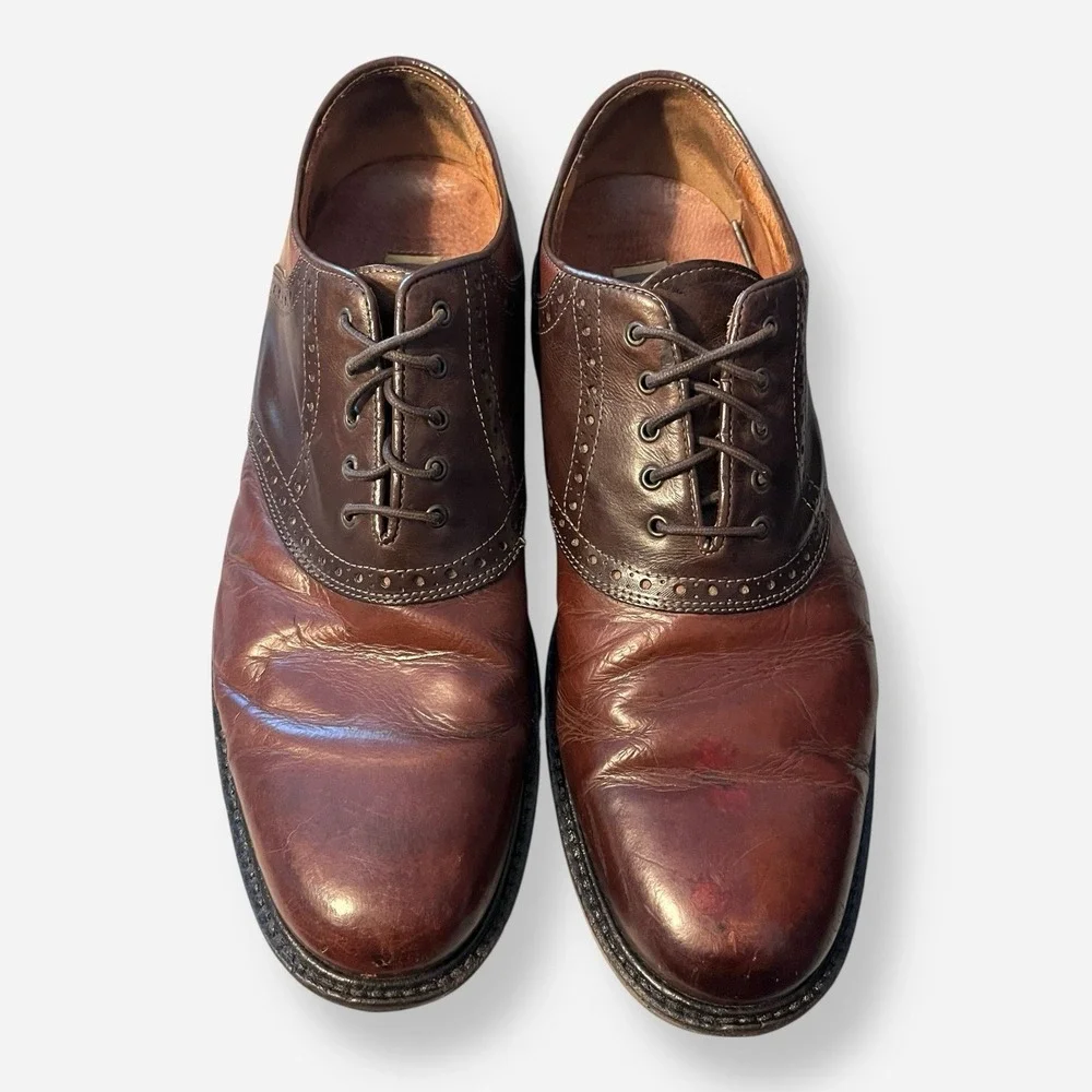 Johnston & Murphy Mens Saddle Oxfords‎ Dress Shoes Sz 13 Brown Two Tone Italy